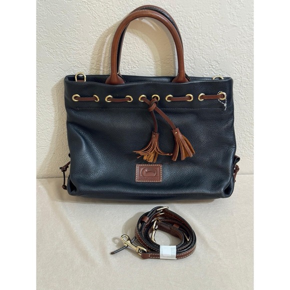 Dooney & Bourke Blue Pebble Leather Tassel Tote Crossbody Handbag - Picture 1 of 10